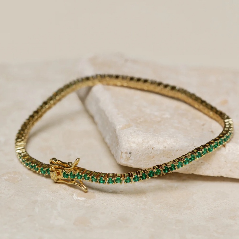 NWT EUGENIE EMERALD PAVÉ TENNIS BRACELET